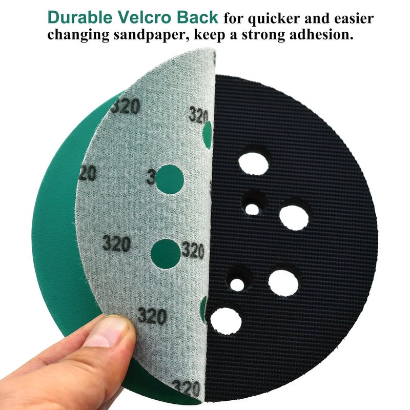 Aiyard 5-Inch 8-Hole Wet Dry Sanding Discs 320 Grit, Polyester Film Backed Heavy-Duty Hook and Loop Sandpaper for Random Orbital Sander, 50-Pack - Image 5